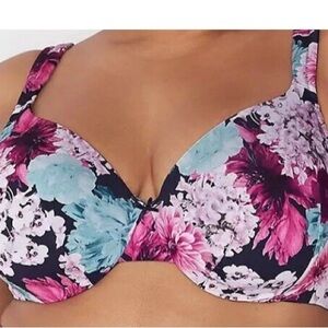 Cacique Womens 40DD Lightly Lined underwire Bra Multi Color Floral Back Closure
